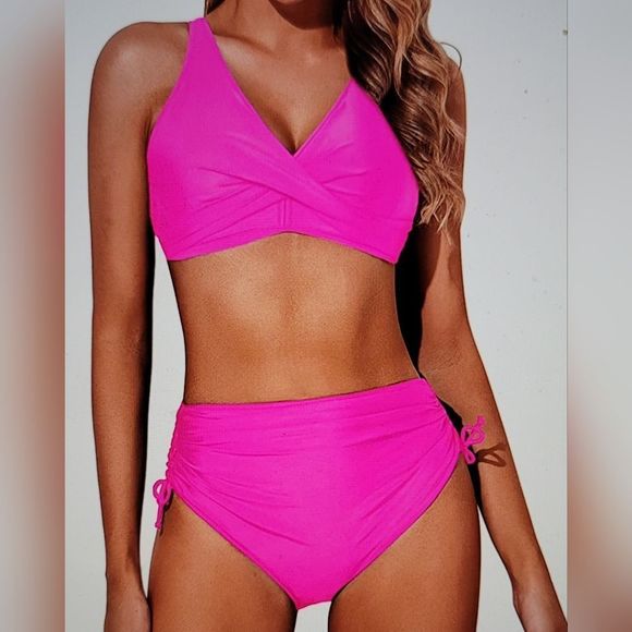 NWT SUPER HOT WRAP PUSH UP TUE BACK TOP SIDE ADJUST BOTTOM BOY SHORT HIGH LEG - Picture 4 of 12